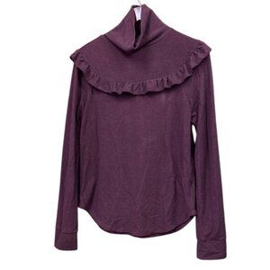 June & Hudson Ruffle Mock Turtleneck L